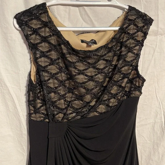Connected Apparel Dress 8 Black Sparkle Drape Nwot Stretch Formal Mother Bride - Picture 2 of 10